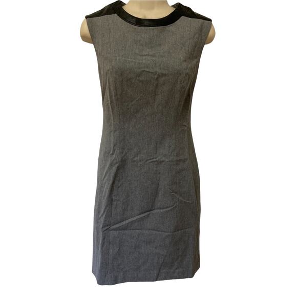 Banana Republic Grey Shift Dress Faux Leather Trim size US 4 - Picture 1 of 8